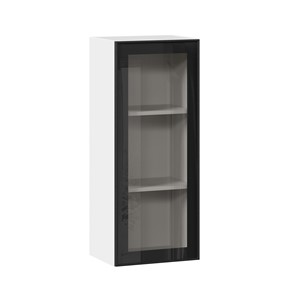 Навесной кухонный шкаф высокий со стеклом 400 Индиго ЛД 298.420.000.026, Белый/Чёрный в Смоленске