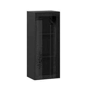 Навесной шкаф высокий со стеклом 400 Индиго ЛД 298.420.000.068, Чёрный/Чёрный в Смоленске