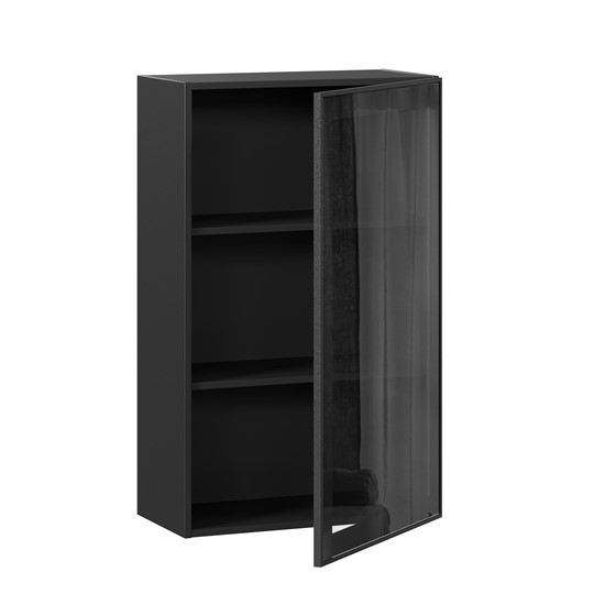 Шкаф кухонный высокий со стеклом 600 Индиго ЛД 298.450.000.170, Чёрный/Чёрный в Смоленске - изображение 1