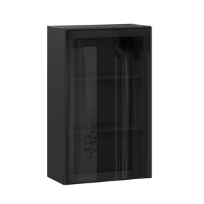 Шкаф кухонный высокий со стеклом 600 Индиго ЛД 298.450.000.170, Чёрный/Чёрный в Смоленске