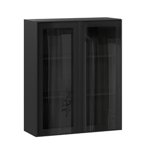 Настенный шкаф высокий со стеклом 800 Индиго ЛД 298.460.000.156, Чёрный/Чёрный в Смоленске