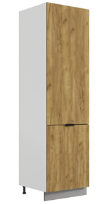 Шкаф-пенал Стоун L600 под холодильник (2 дв.гл.) (белый/акация светлая) в Смоленске