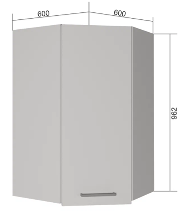 Навесной угловой шкаф ВУ9, Сатин/Белый в Смоленске - изображение