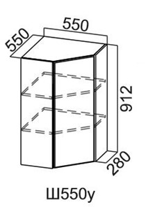 Шкаф навесной угловой, Модус, Ш550у/912, цемент светлый в Смоленске - предосмотр