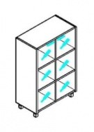 Шкаф со стеклянными дверьми Offix-NEW OMC 87.2  874x450x1329 Дуб Сонома светлый/Металлик в Смоленске
