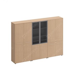 Шкаф комбинированный высокий (закрытый-стекло-одежда) Reventon (МЕ 377), зебрано песочный (274х46х196) в Смоленске - предосмотр