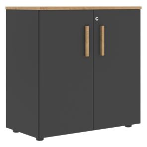 Шкаф широкий низкий с малыми дверцами FORTA Графит-Дуб Гамильтон  FLC 80.1(Z) (798х404х801) в Смоленске - предосмотр