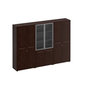 Шкаф комбинированный высокий (закрытый-стекло-одежда) Reventon (МЕ 376), венгк темный (274х46х196) в Смоленске - предосмотр