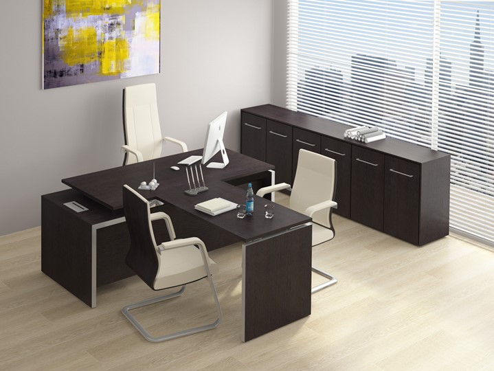 Офисный стол для директора Reventon, венге темный, левый (180х90х76) МЕ 130 в Смоленске - изображение 2