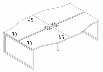 Рабочая станция столы (4х120) Техно на металлокаркасе QUATTRO А4, 240x184x75 белый премиум / металлокаркас белый А4 Б4 189-2 БП в Смоленске