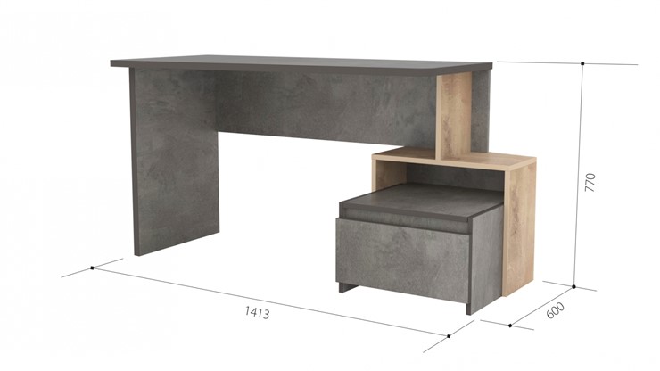 Письменный стол СП-5, Камень темный / Дуб Эльза, правый в Смоленске - изображение 1