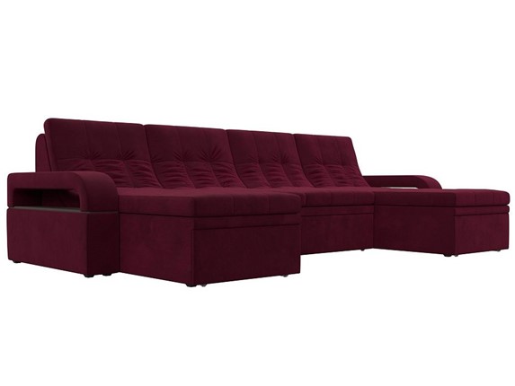 П-образный диван Лига-035 мини, Бордовый (микровельвет) в Смоленске - изображение