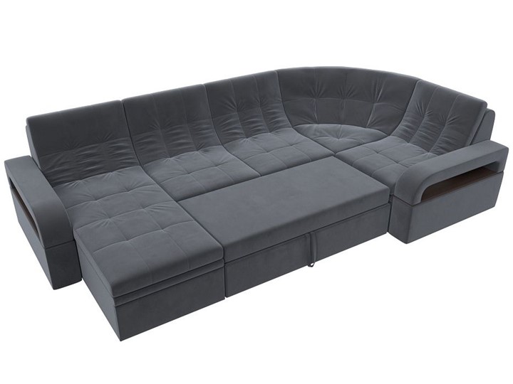 П-образный диван Лига-035, Серый (велюр) в Смоленске - изображение 1