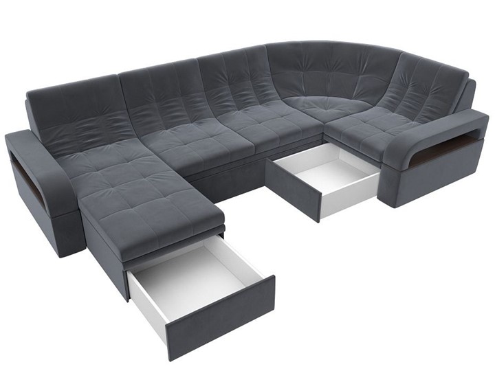П-образный диван Лига-035, Серый (велюр) в Смоленске - изображение 2