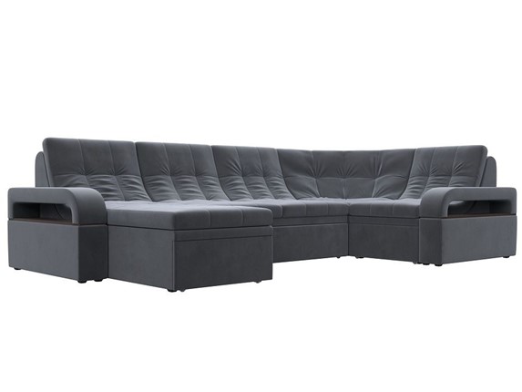 П-образный диван Лига-035, Серый (велюр) в Смоленске - изображение