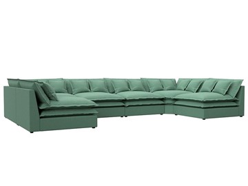 Большой П-образный диван Лига-040, Амур зеленый (рогожка) в Смоленске