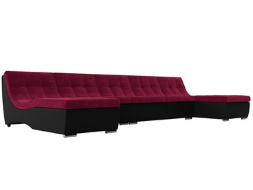 П-образный диван Монреаль, Бордовый\Черный (Микровельвет\Экокожа) в Смоленске