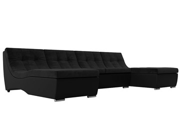 П-образный диван Монреаль, Черный\Черный (Велюр\Экокожа) в Смоленске