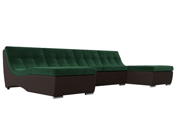 П-образный диван Монреаль, Зеленый\Коричневый (Велюр\Экокожа) в Смоленске