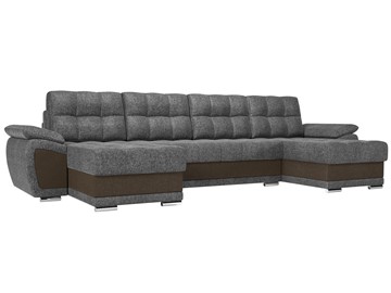 Большой П-образный диван Нэстор, Серый/Коричневый (рогожка) в Смоленске