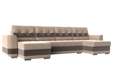 П-образный диван Честер, Бежевый/коричневый (велюр) в Смоленске