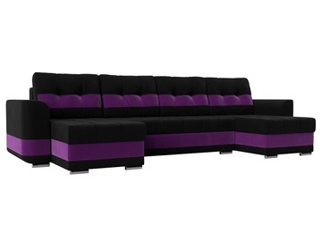 П-образный диван Честер, Черный/фиолетовый (вельвет) в Смоленске