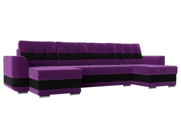 П-образный диван Честер, Фиолетовый/черный (вельвет) в Смоленске