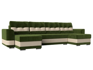 П-образный диван Честер, Зеленый/бежевый (вельвет/экокожа) в Смоленске