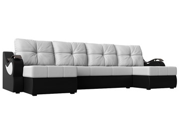 П-образный диван Меркурий П, Белый/черный (экокожа) в Смоленске