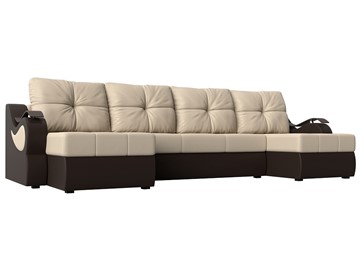 П-образный диван Меркурий П, Бежевый/коричневый (экокожа) в Смоленске