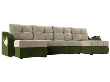 П-образный диван Меркурий П, Бежевый/зеленый (вельвет) в Смоленске