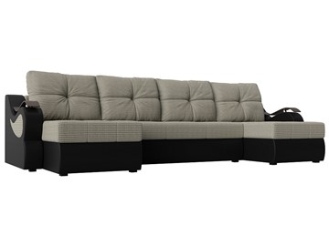 П-образный диван Меркурий П, Корфу 02 (рогожка)/черный (экокожа) в Смоленске