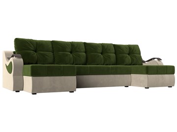 П-образный диван Меркурий П, Зеленый/бежевый (вельвет) в Смоленске