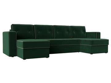 П-образный диван Принстон, Зеленый\Коричневый (Велюр) боннель в Смоленске