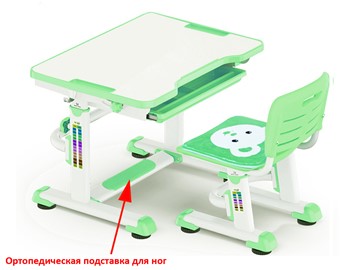 Растущая парта и стул Mealux BD-08 Teddy, green, зеленая в Смоленске - предосмотр