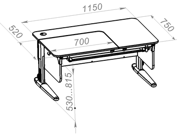 Растущий стол L/70-45 (СУТ 62) с лотком, белый/белый/лайм в Смоленске - предосмотр 1