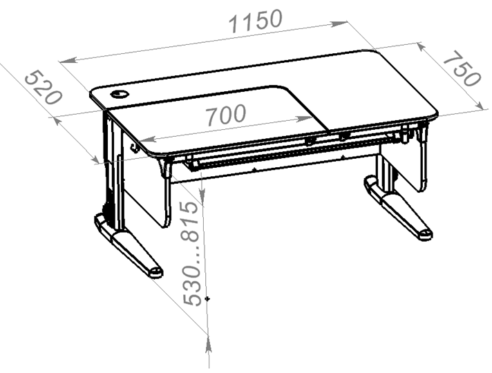 Растущий стол L/70-45 (СУТ 62) с лотком, белый/белый/лайм в Смоленске - изображение 1