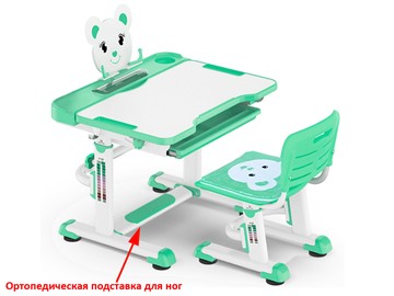 Растущая парта + стул Mealux EVO BD-04 Teddy New XL, green, зеленая в Смоленске